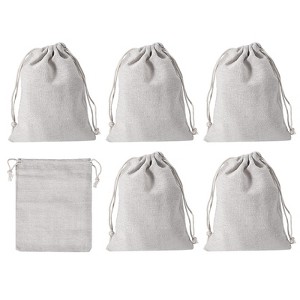 Unique Bargains Cotton Linen Bank Coin Change Bag with Drawstring 6 Pcs - 1 of 4