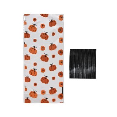 Cook With Color 20pk Pumpkin Halloween Twist Tie Treat Bags
