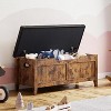 Garvee Storage Bench, 39.4” Wooden Storage Trunk Chest with U-Shaped Cut-Out Pull & Safety Hinge, Shoe Bench with Seat Cushion , Supports 260 LBS - 2 of 4