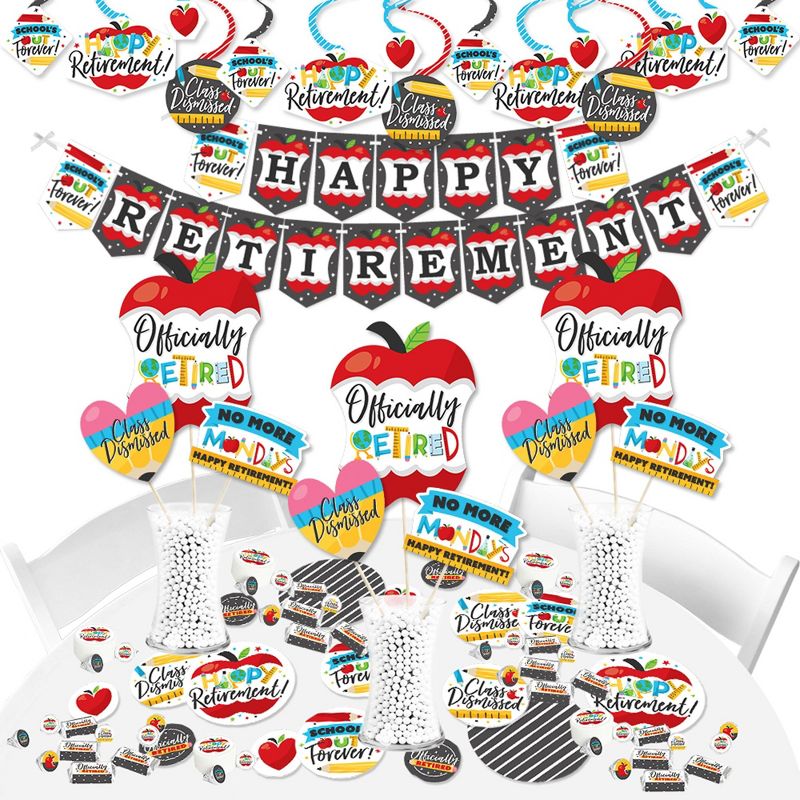 Big Dot of Happiness Teacher Retirement - Happy Retirement Party Supplies - Banner Decoration Kit - Fundle Bundle, 1 of 9