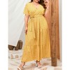 MISSKY Women Plus Size Wrap Dress High Waist Short Sleeve Ruffle Casual Summer Maxi Dresses with Belt - 3 of 4