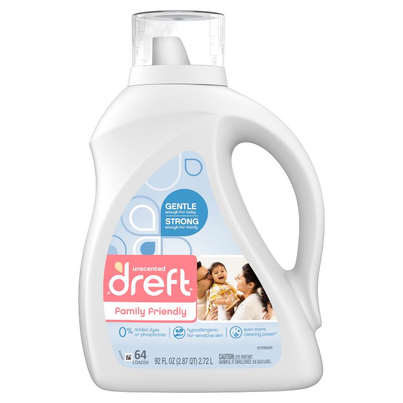 Dreft Family Friendly Unscented Liquid Baby laundry Detergent - 92 fl oz, 3 of 12