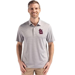 St Louis Cardinals Cutter & Buck Forge Epic Confidence Fine Line Stripe Stretch Recycled Mens Polo - 1 of 1