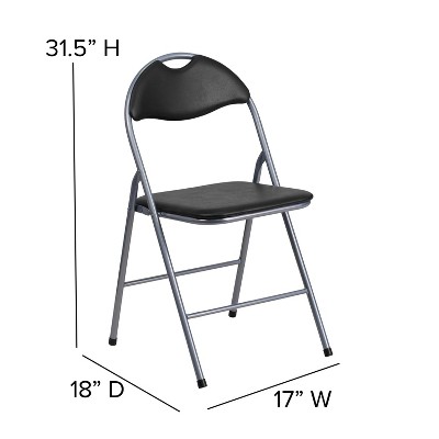 Hercules Series Sleek Black Vinyl & Metal Folding Chair Set with Carrying Handle