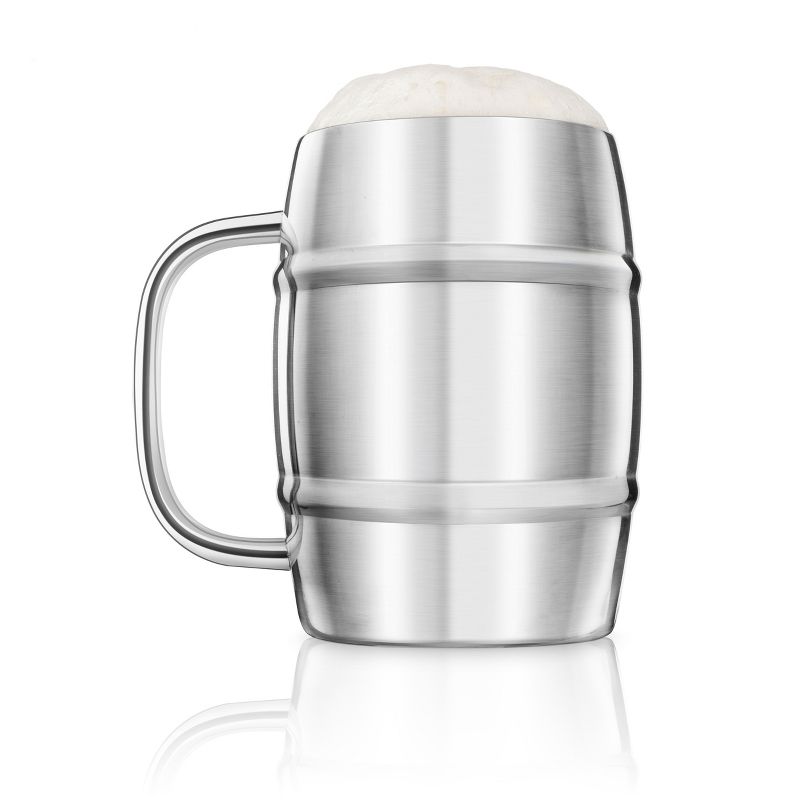 Final Touch Stainless Steel Double-Wall 33.8 Ounce Beer Keg Mug, 1 of 3