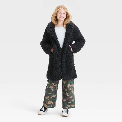 Girls' Long Faux Fur Jacket - art class™ - image 1 of 3