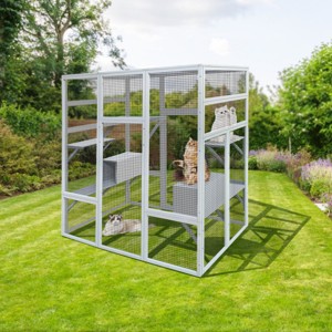 62"Wx70"H Outdoor Wooden Large Pet Enclosure With Anti-UV And Waterproof,7 Platforms And 2 Resting Boxes,Cat Shelter -Maison Boucle - 1 of 4