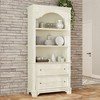 Famapy Cream White Vintage Kitchen Pantry Sideboard,Display Cabinet,2-Drawer Storage + Open Shelves,Floral Carvings,Living/Dining Room Organizer - 4 of 4