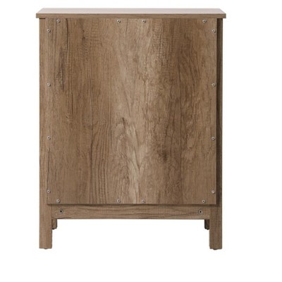 Natural Oak Freestanding Bathroom Cabinet with Black Hardware