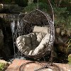 Sapphtopaz Porch Swing Chair Rattan Egg-Shaped Hanging Basket Patio Swing Chair with Cushions (No Hanging Stand) for Patio, Garden, Terrace - 2 of 4
