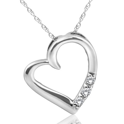 Pompeii3 Diamond Heart Pendant Necklace 3-stone 10k White Gold : Target