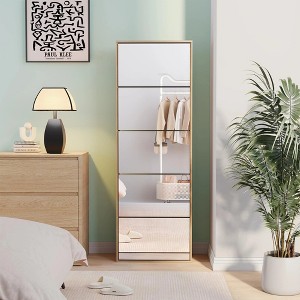 Brafab Mirror Shoe Cabinet with 5 Flip Drawers, Shoe Rack Storage Organizer, Entryway Shoe Cabinet for Front Door,Foyer,Hallway - 1 of 4