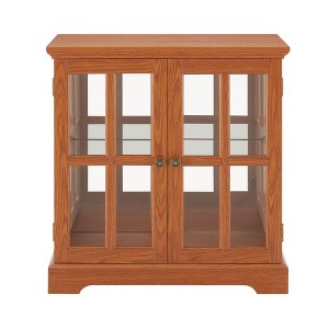 ChicFurnit Decorative Storage Cabinet Elegant Curio Display Cabinet with Adjustable Shelves for Organized Home D茅cor, Brown, 35.83"*20.28"*9.06" - 1 of 4