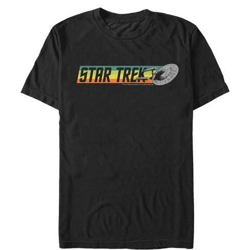 Men's Star Trek Enterprise Rainbow Logo T-shirt - Black - Medium : Target