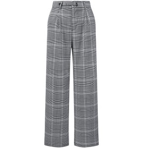 INSPIRE CHIC Women's Plaid Work Vintage Houndstooth Wide Leg Straight Long Pants - 1 of 4