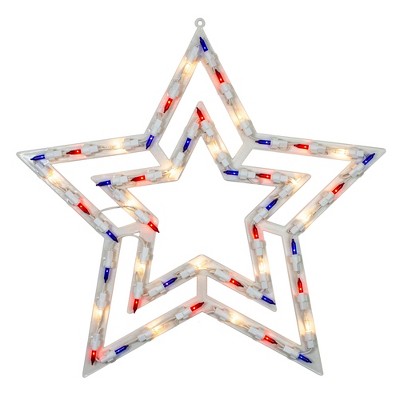 Northlight 17" Lighted Red, White and Blue Patriotic Star Window Silhouette Decoration