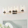 4-Light Modern Vanity Light Fixture for Bathroom, Matte Black and Brass Wall Sconce with Glass Shades - 2 of 4