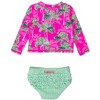 RuffleButts Baby/Toddler Girls UPF50+ Long Sleeve Zipper Rash Guard 2-Piece - 2 of 4