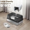 Stainless Steel Cat Litter Box with Lid, High Sided Tray with Scoop & Anti-Slip Mat, Easy Clean - 2 of 4