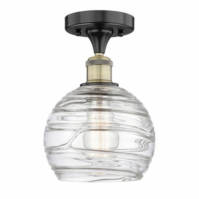 Athens Deco Swirl - 1 Light Semi-Flush Mount In Industrial Style-11.5 Inches Tall and 7.5 Inches Wide