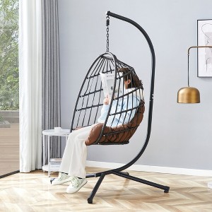 Maggift Patio Accent Chairs, Hanging Basket Egg Chair with Stand, Indoor and Outdoor Swing Chair with Soft Cushion, Multicolored, 37"*36.61"*78.74" - 1 of 4