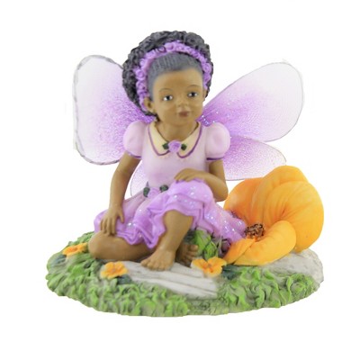 Black Art 4.0" Child Fairy Lavender Figurine Pansy  -  Decorative Figurines