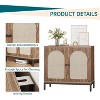 Acekool 2-Pack Rattan Sideboard Cabinets with Adjustable Shelves, Farmhouse Storage Buffets with Woven Doors,Brown - 4 of 4