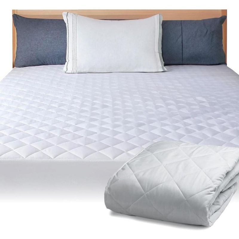 Continental Bedding Quilted Microfiber Fitted Mattress Pad Protector Sheet Cover - Size, 1 of 3