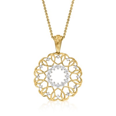 Ross-Simons 0.50 ct. t.w. Diamond Heart Circle Pendant Necklace in 18kt Gold Over Sterling Size 20