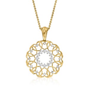Ross-Simons 0.50 ct. t.w. Diamond Heart Circle Pendant Necklace in 18kt Gold Over Sterling Size 20 - 1 of 4