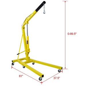 2 Ton Folding Engine Hoist Cherry Picker Shop Crane Hoist Lift, Heavy Duty Steel with 6 Iron Caster Wheels, 7.46Feet H Yellow - 1 of 4