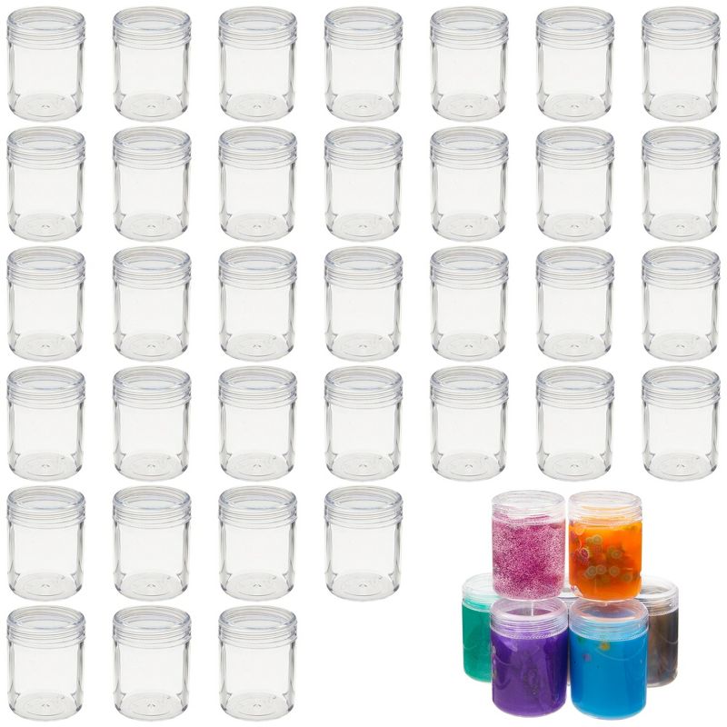Juvale 35-Pack 1.2 oz Clear Plastic Jars with Lids for Beads, Craft Storage, Small Empty Containers for Slime, 1 of 7