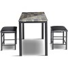 Tangkula 3 Pieces Counter Height Table Set 2 Chairs Bar Dining Room Faux Marble - 3 of 4