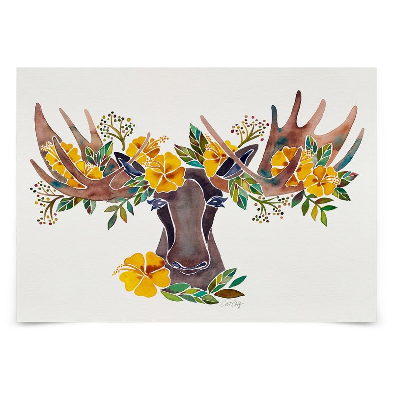 Americanflat Farmhouse Wall Art Room Decor - Floral Moose by Cat Coquillette, 1 of 7