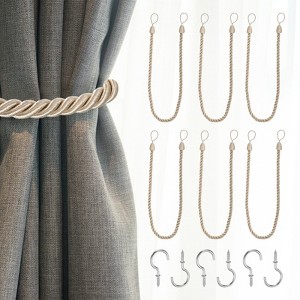 Unique Bargains Handmade Woven Braided Metal Screw Hooks Curtain Tiebacks - 1 of 4