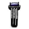 Slickblue Women’s Black CZ Ring – Square Tanzanite Center with Halo & Layered Bands, IP Black Stainless Steel,Sizes 5–10 - 4 of 4