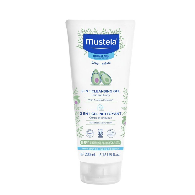 Mustela 2-in-1 Cleansing Gel Baby Body Wash and Baby Shampoo - 6.76 fl oz, 1 of 6