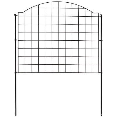 Black Steel Arched Grid Decorative Garden Fence Panels Set