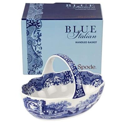 Italian Countryside Inspired Blue Porcelain 6-inch Handled Basket