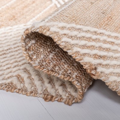 Natural Beige and White Wool Kilim Handwoven Area Rug 8' x 10'
