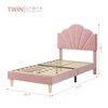 Twin Platform Bed Frame, Velvet Upholstered Platform Bed Frame with Height Adjustable Headboard, Strong Wood Slat Support, Easy to Assemble - 3 of 4