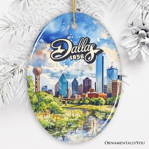 Dallas City Artistic Ceramic Ornament, Texas Souvenir and Christmas Decoration Keepsake| OrnamentallyYou - 1 of 4