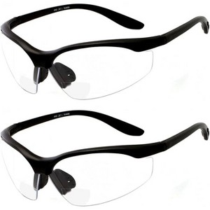 grinderPUNCH 2 Pair Safety Glasses ANSI Z87 Impact Resistant Non-Slip Wrap Around Clear Lens Bifocal Reading Glasses Diopter/+1.5 - 1 of 3