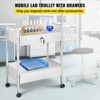 VEVOR Lab Cart, 2 Tiers Stainless Steel Utility Cart, Medical Cart with 2 Drawers, Rolling Lab Cart White Paint, Serving Cart with Swivel Casters - 3 of 4