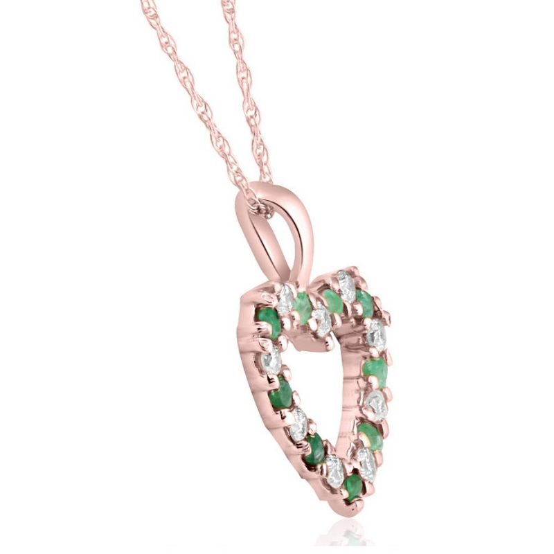 Pompeii3 1/2ct Emerald & Diamond Heart Pendant Solid 14K White, Yellow, or Rose Gold 1/2", 2 of 4