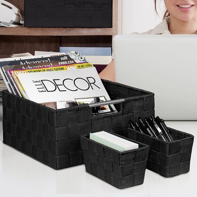 Sorbus Black 7-Piece Woven Basket Bin Set