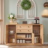 58″ Farmhouse Buffet Cabinet, Wood Rustic Sideboard Cabinet with 2 Drawers & 4 Grooved Barn Doors, Coffee Bar Cabinet with Adjustable Shelves - 2 of 4