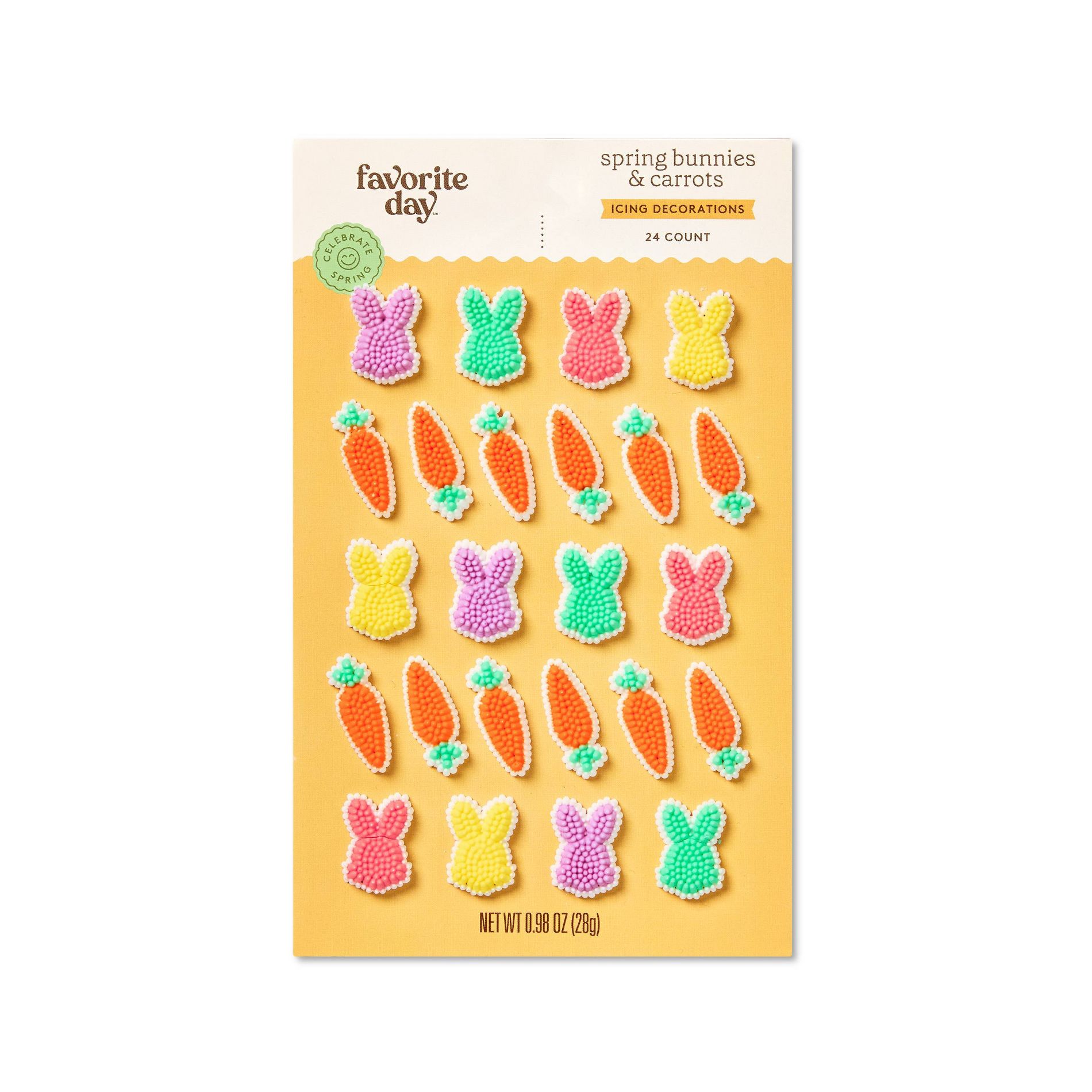 Spring Bunnies and Carrots Icing Decorations - 0.98oz/24ct - Favorite Day™