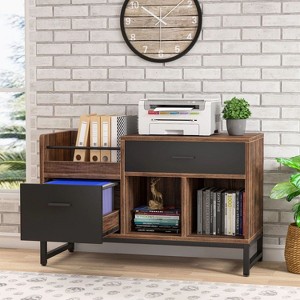 Hommoo 39 inch File Cabinet, Rustic Lateral Filing Cabinet with 2 Drawers - 1 of 4