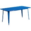 Emma and Oliver Commercial Grade Rectangular Blue Metal Indoor-Outdoor Table Set-4 Arm Chairs - image 3 of 4